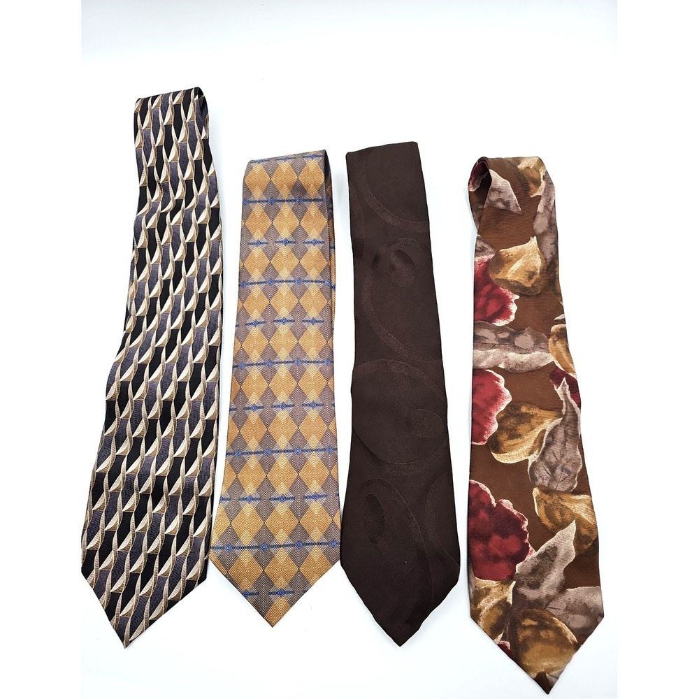 Lot 4 Men's 100% Silk Neckties Andhurst Van Heusen Stafford Executive Ties